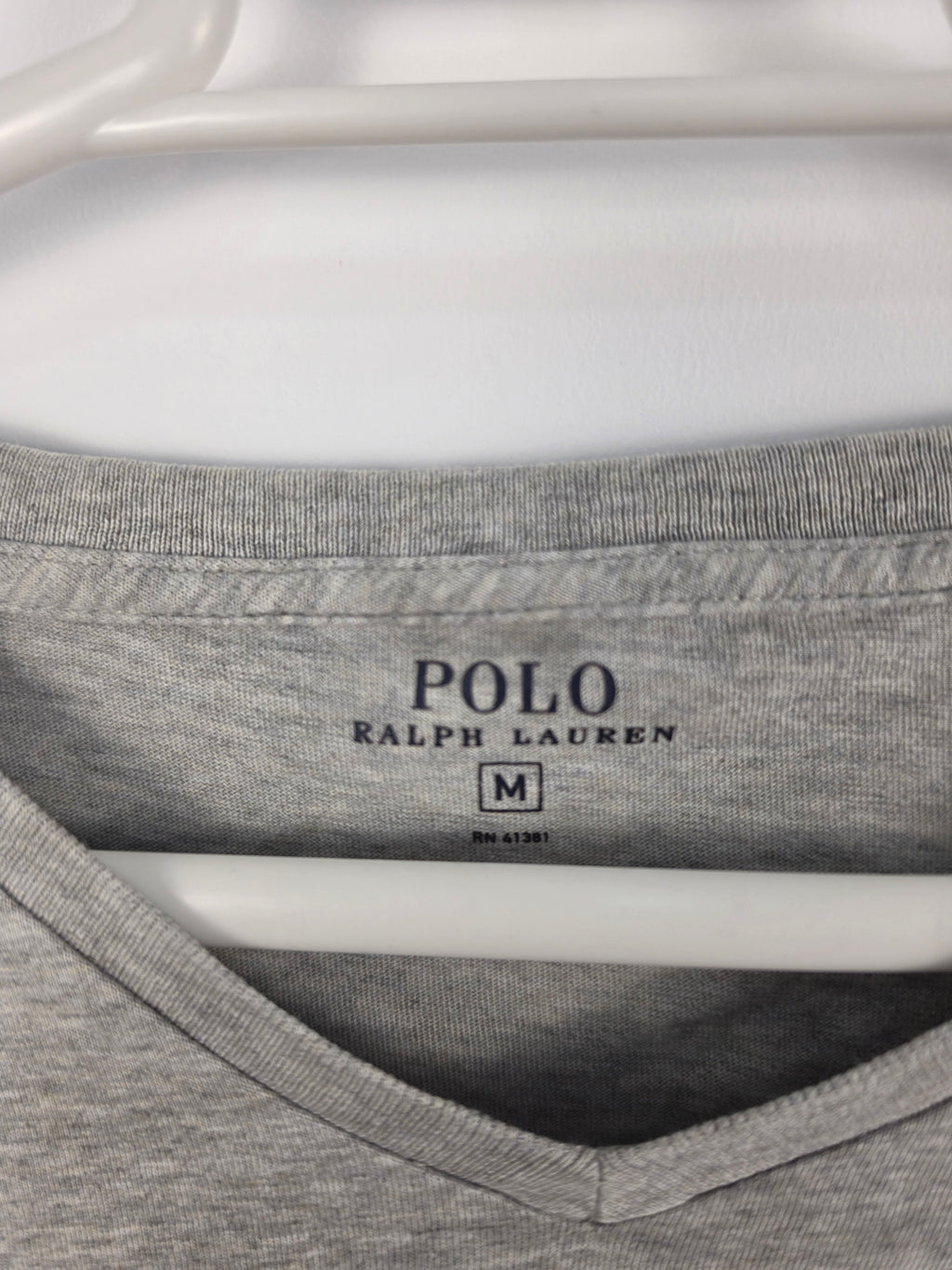 Camiseta Polo Ralph Lauren Gris - Cuello Pico - Talla M Mujer - Muy Buen Estado