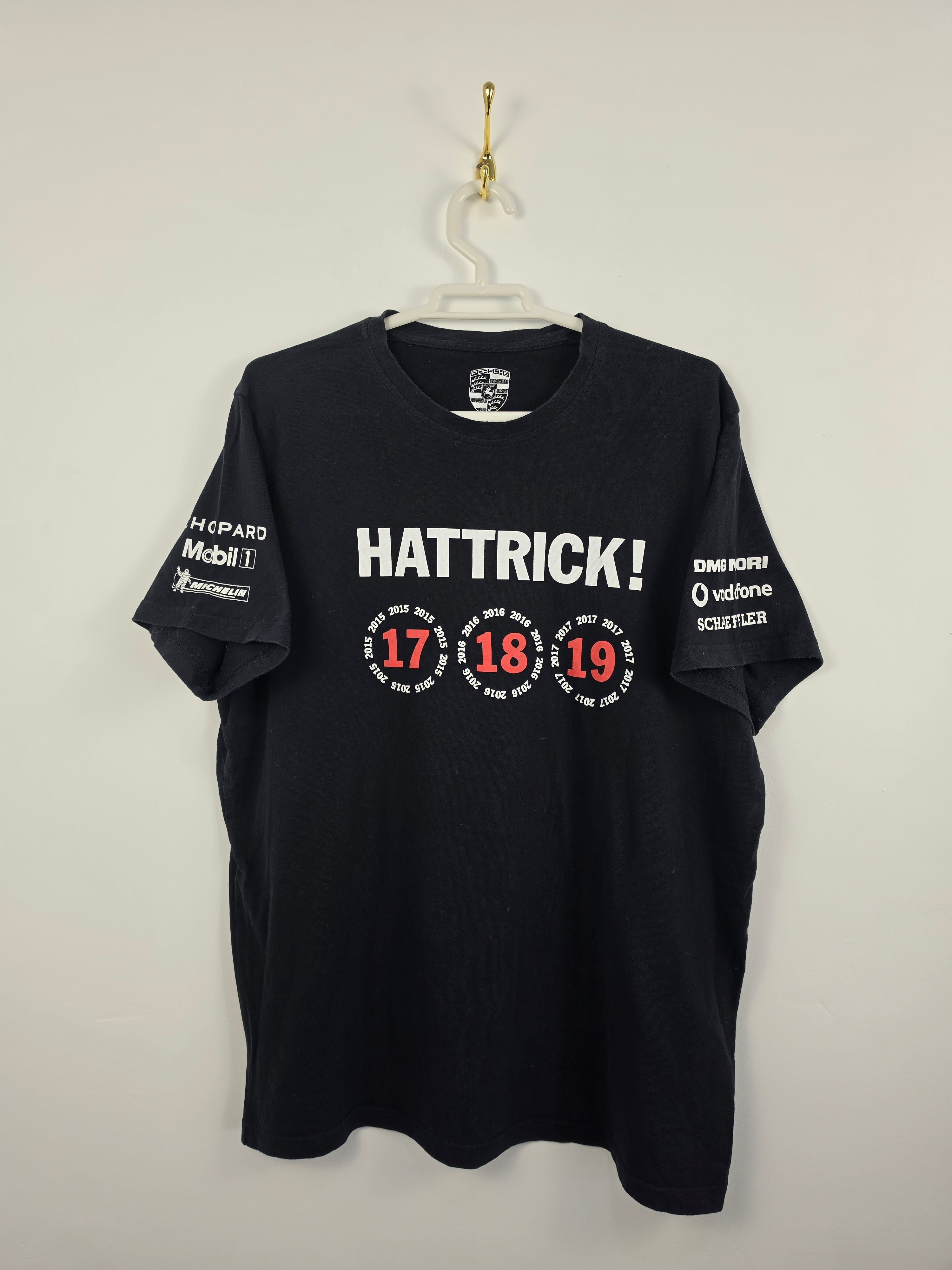 Camiseta Porsche Motorsport "Hattrick Le Mans" Negra - Talla XL real (59x74) - Grado A