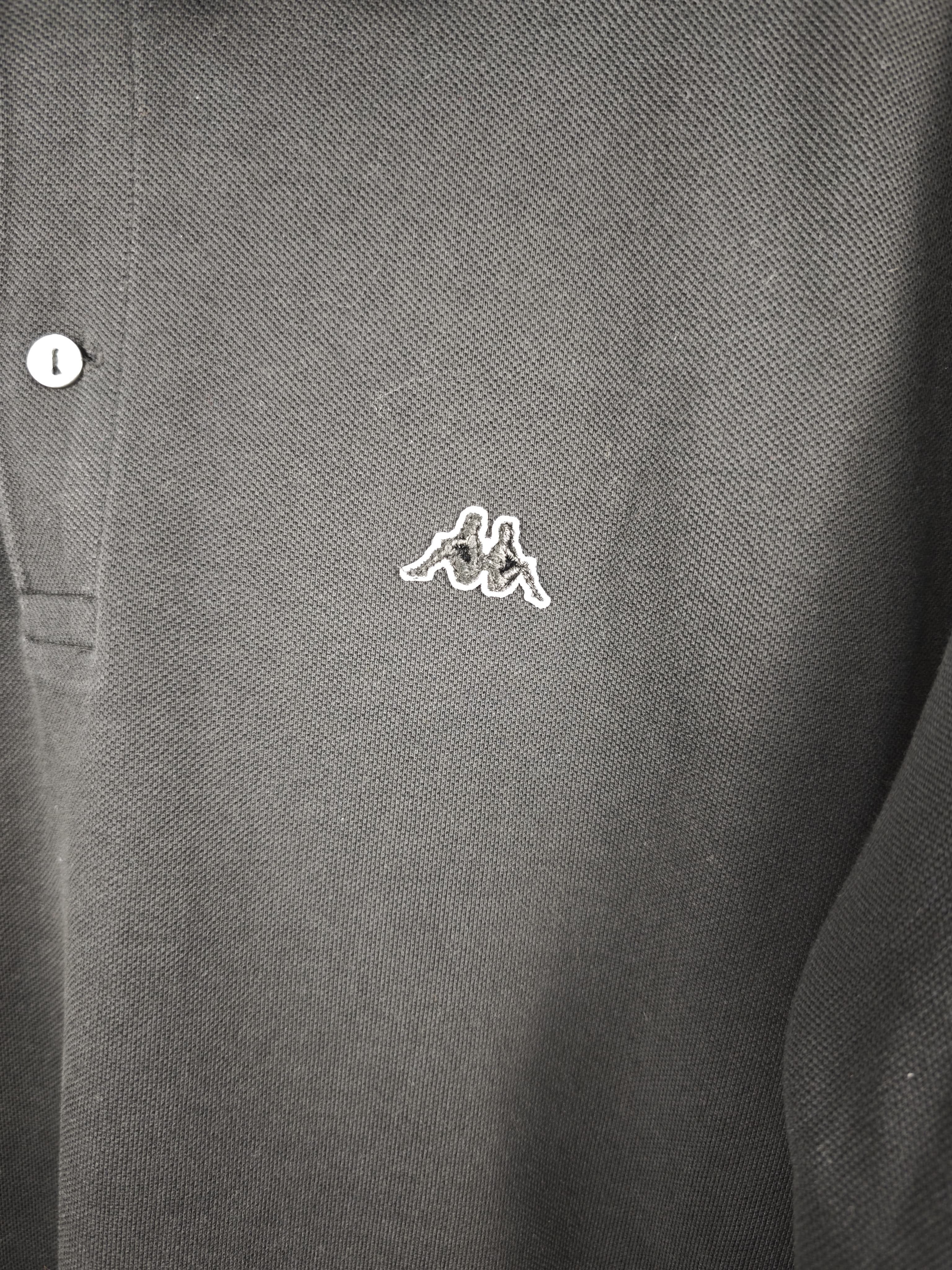 Polo Kappa de Manga Larga Negro en Tejido Piqué con Logotipo Bordado - Talla XL