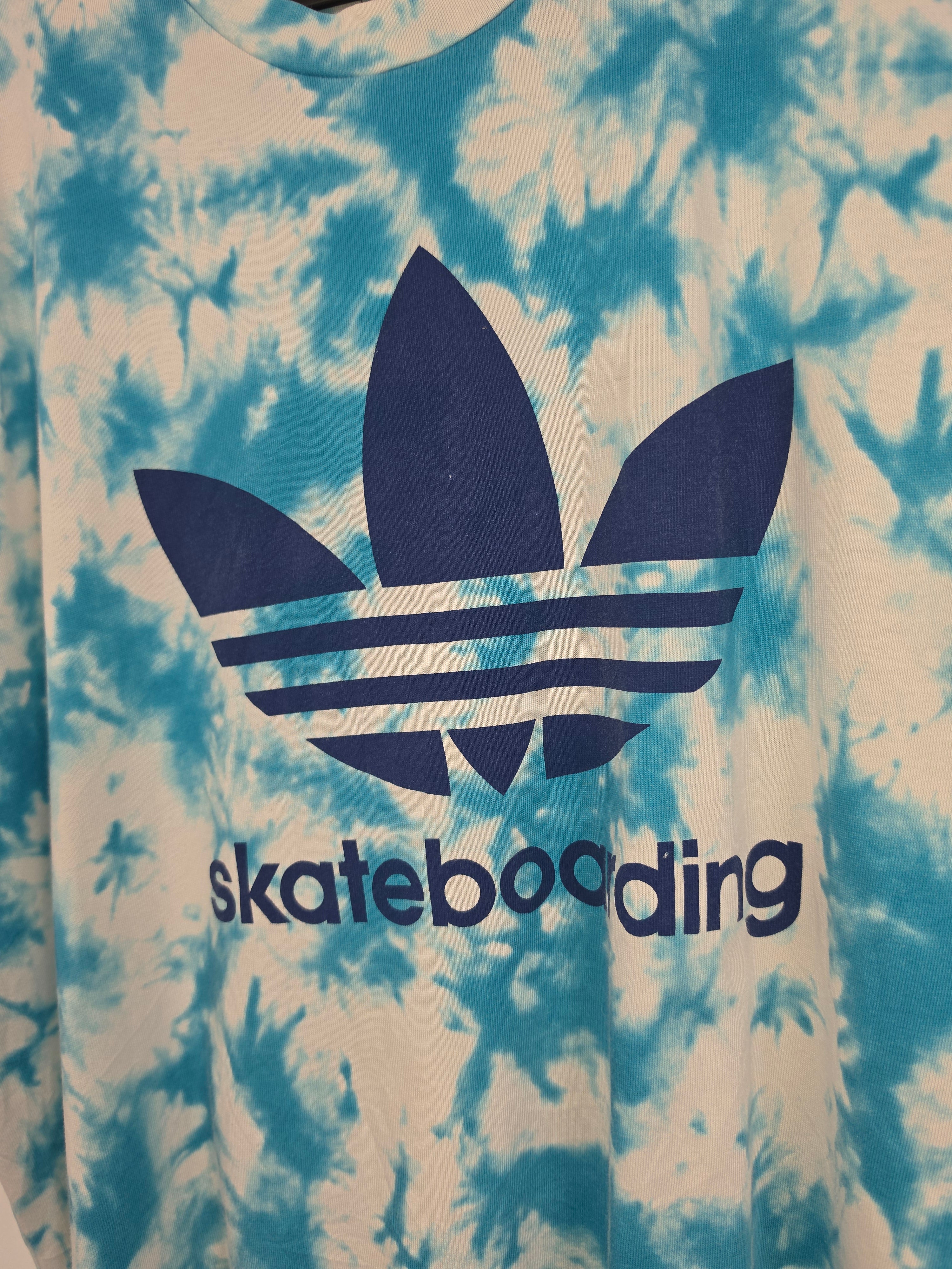 Camiseta Adidas Skateboarding Tie-Dye - Talla L - Azul/Blanco - Grado B (Vintage Wash)