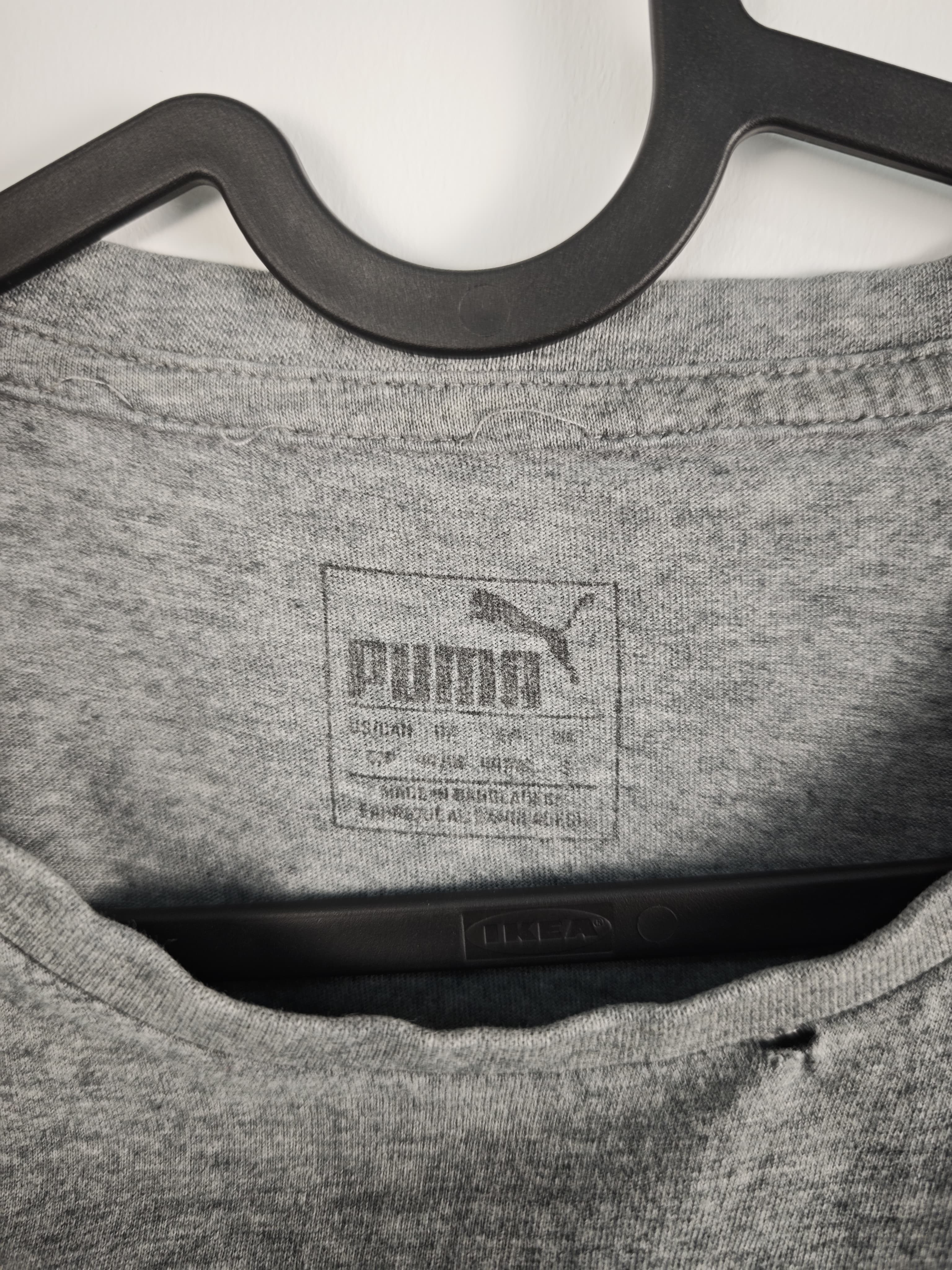 Camiseta Puma Clásica Gris Jaspeada con Logotipo Texturizado - Talla S