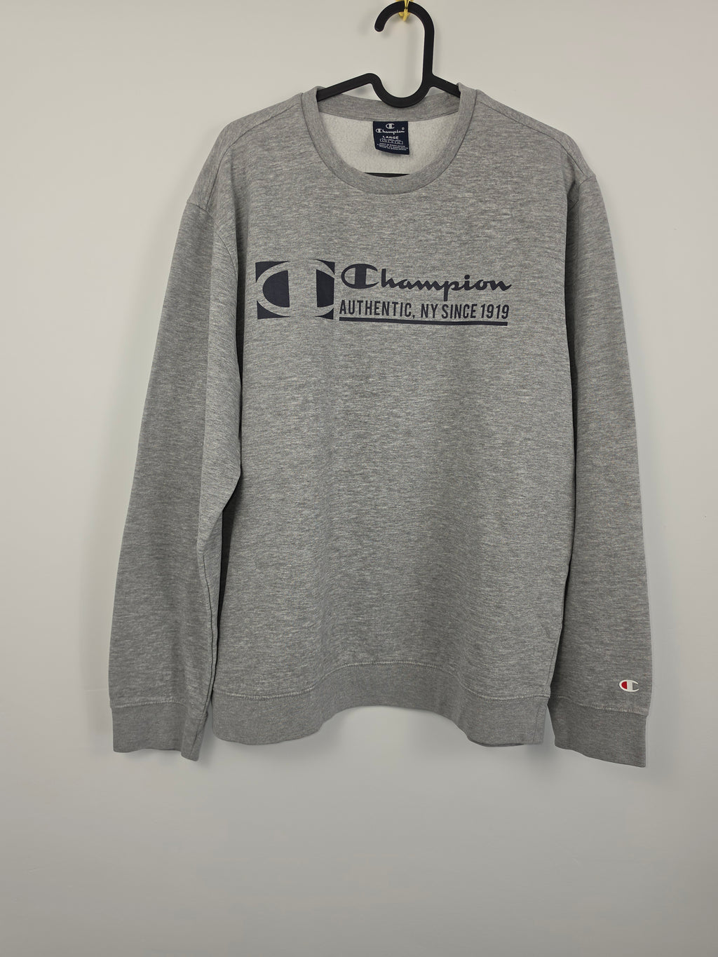 Sudadera Champion "Since 1919" - Talla L - Gris Melange - Grado A