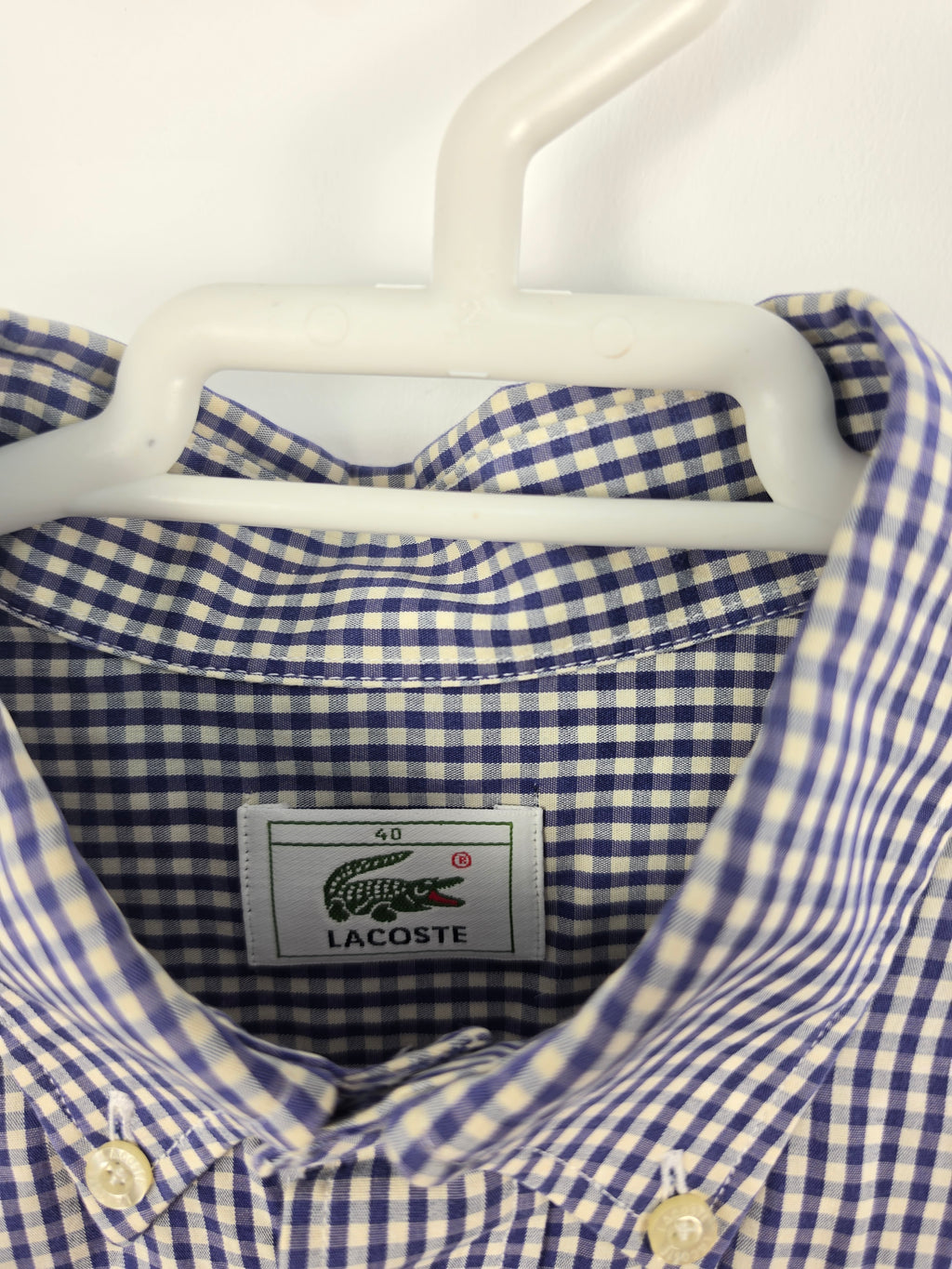 Camisa Lacoste Cuadros Vichy Azul - Talla 40 / Equivale a XL (59x73) - Grado A