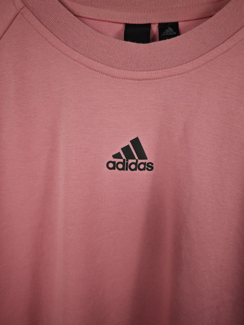 Camiseta Adidas Aeroready Rosa Pastel con Logo Central y Tres Rayas en Espalda - Talla M